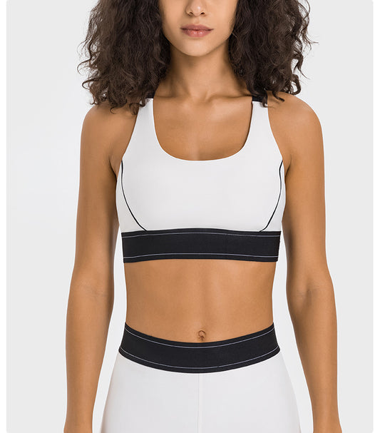 Contrast Color Adjustable Shoulder Strap Cloud Sense Sports Underwear High Strength Shockproof Push Up Comprehensive Training Sports Bra