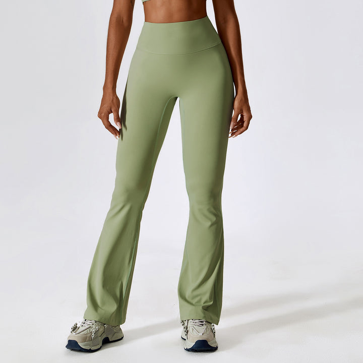Sollinarry Wide Leg Tight Nude Feel Hip Lifting Yoga Bell Bottom Pants Dance High Waist Bootcut Casual Sports Pants