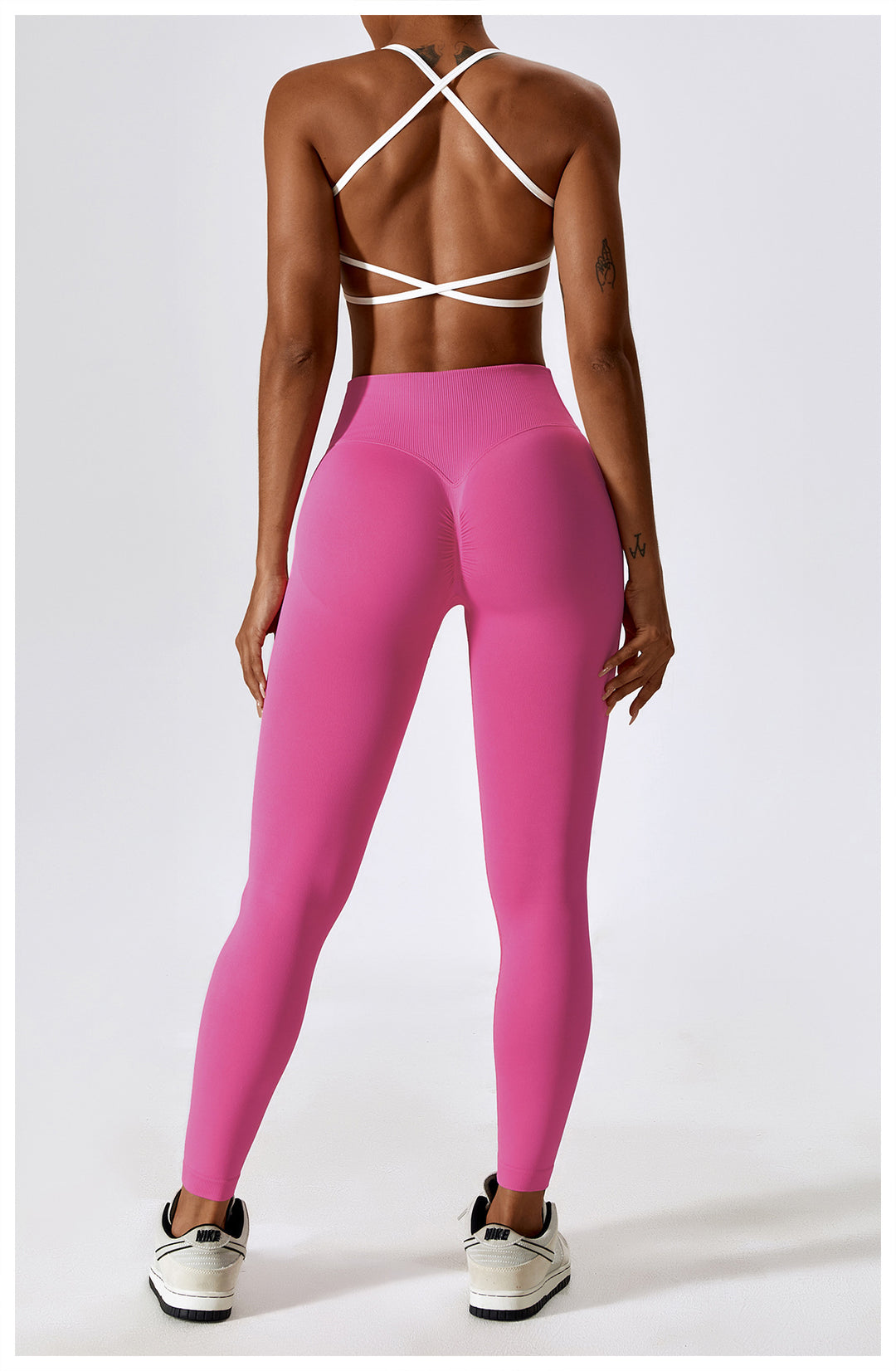Sollinarry Peach Hip Raise Seamless Yoga Pants Cross High Waist Tights Running Exercise Workout Pants