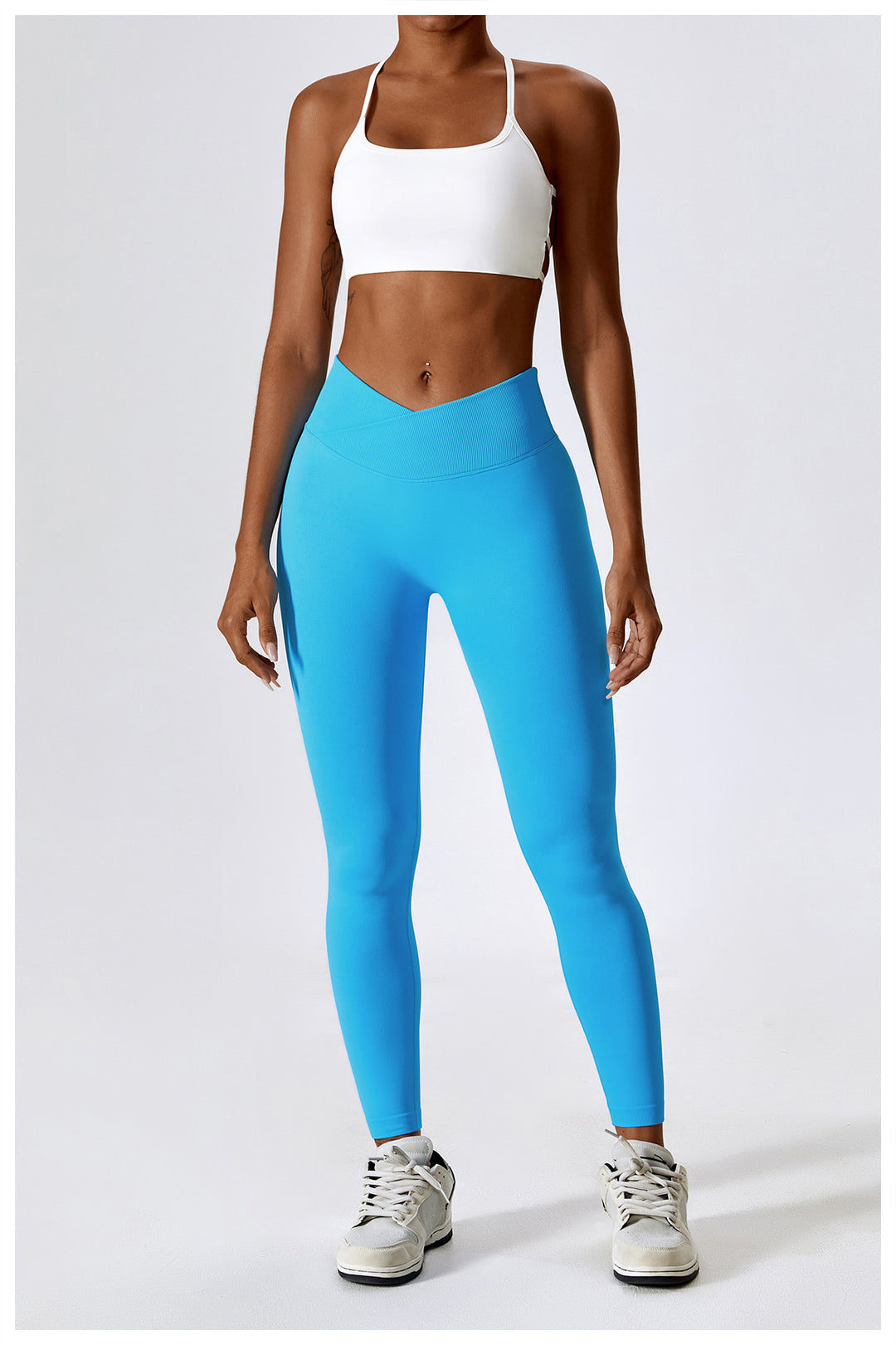 Sollinarry Peach Hip Raise Seamless Yoga Pants Cross High Waist Tights Running Exercise Workout Pants