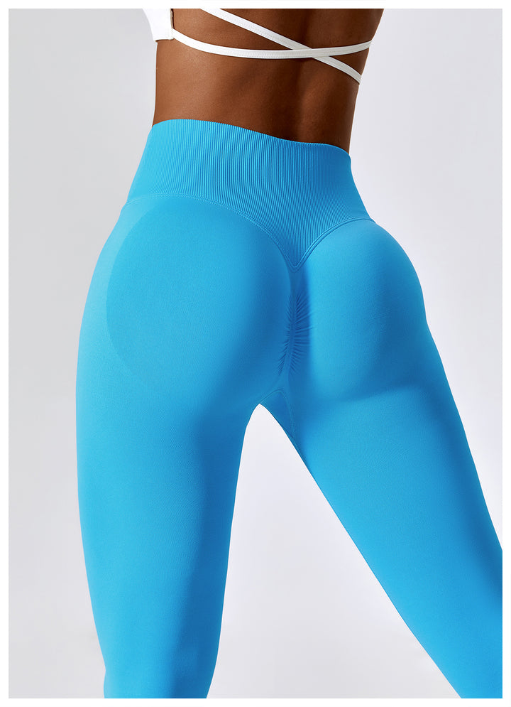 Sollinarry Peach Hip Raise Seamless Yoga Pants Cross High Waist Tights Running Exercise Workout Pants