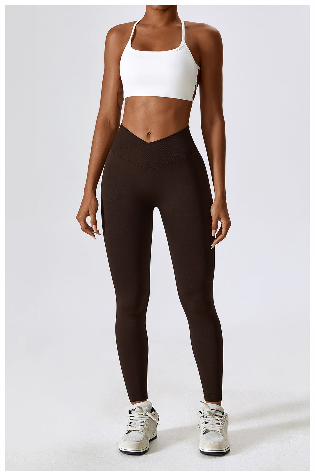 Sollinarry Peach Hip Raise Seamless Yoga Pants Cross High Waist Tights Running Exercise Workout Pants