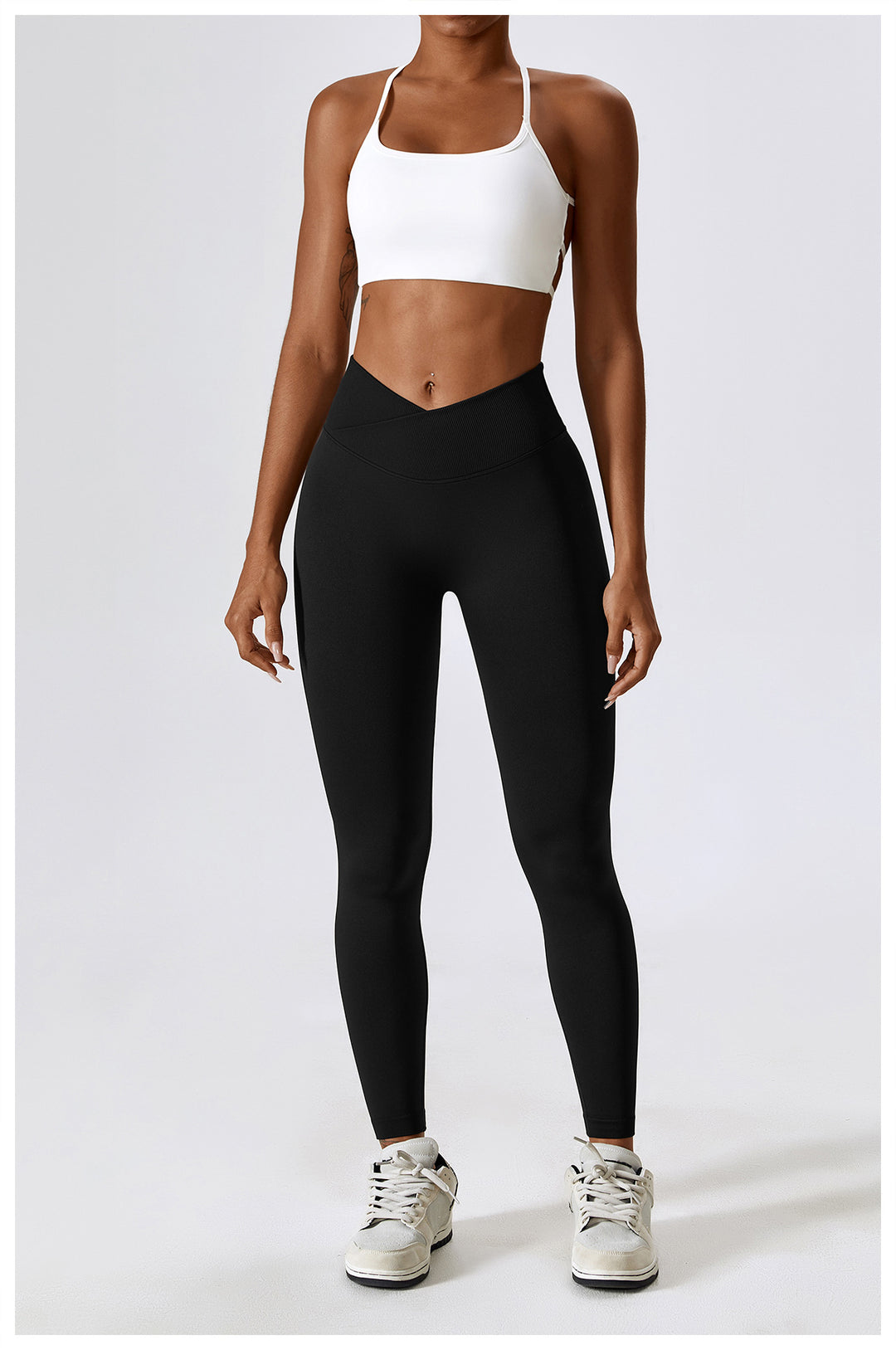 Sollinarry Peach Hip Raise Seamless Yoga Pants Cross High Waist Tights Running Exercise Workout Pants