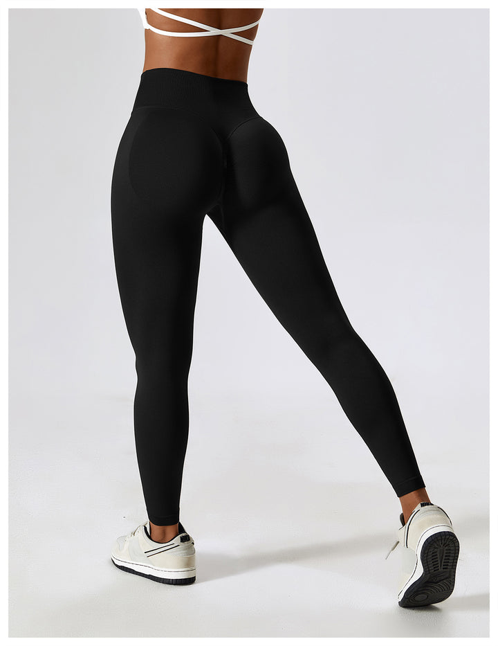 Sollinarry Peach Hip Raise Seamless Yoga Pants Cross High Waist Tights Running Exercise Workout Pants