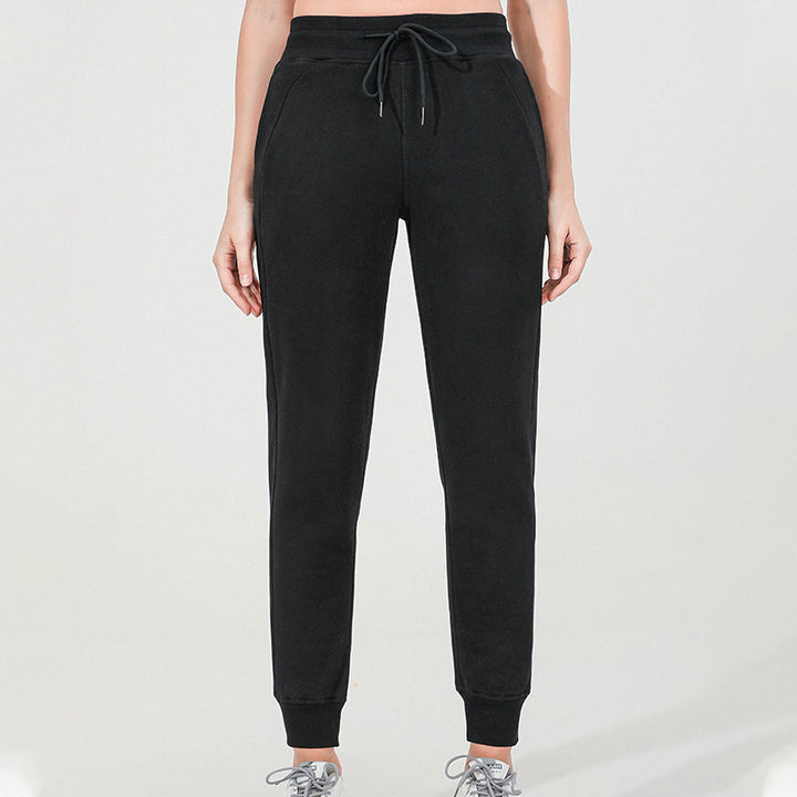 Autumn Winter Exercise Outfit Drawstring Loose Fleece Lock Warm Yoga Pants Casual Elastic Waist Sweatpants for Women