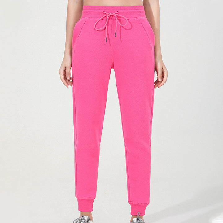 Autumn Winter Exercise Outfit Drawstring Loose Fleece Lock Warm Yoga Pants Casual Elastic Waist Sweatpants for Women