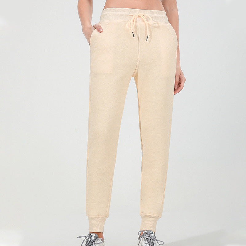 Autumn Winter Exercise Outfit Drawstring Loose Fleece Lock Warm Yoga Pants Casual Elastic Waist Sweatpants for Women