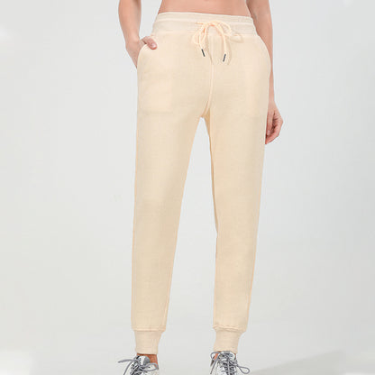 Autumn Winter Exercise Outfit Drawstring Loose Fleece Lock Warm Yoga Pants Casual Elastic Waist Sweatpants for Women