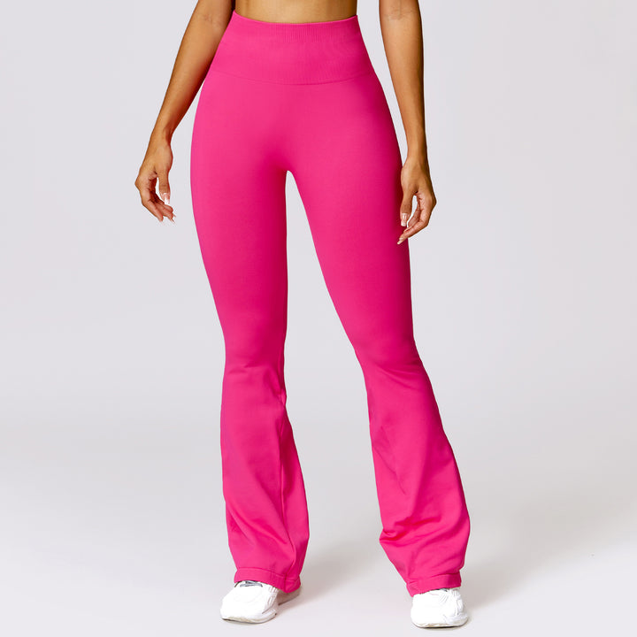 Sollinarry Wide Leg Tight Seamless Hip Lifting Yoga Bell Bottom Pants Abdominal-Shaping High Waist Bootcut Casual Sports Pants
