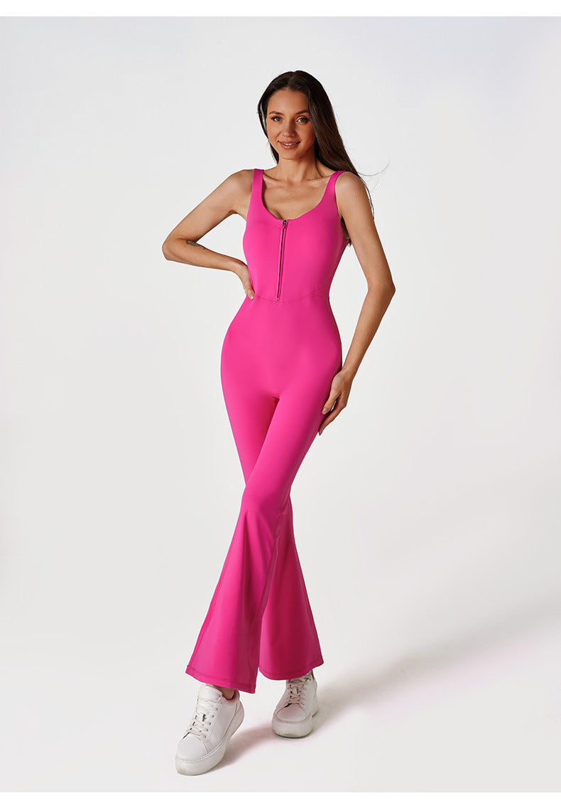 Yoga Clothes Nude Feel Tight One Piece Women Casual Horn Dance Fitness Sports Jumpsuit