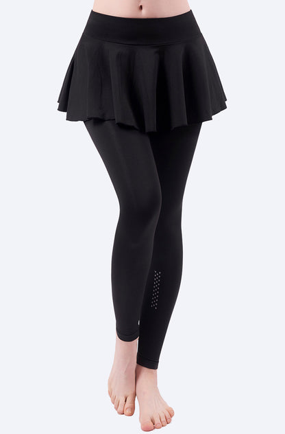 Exposure Yoga Culottes Women Faux Two Piece High Waist Arm Lifting Tights Violently Sweat Sports Pleated Fitness Skirt