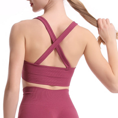 Outdoor Sports Underwear Casual Comfortable High Grade Cross Bra Sports Fitness Nude Feel Seamless Underwear