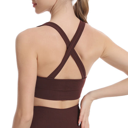 Outdoor Sports Underwear Casual Comfortable High Grade Cross Bra Sports Fitness Nude Feel Seamless Underwear