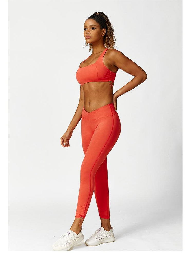 Yoga Clothes Breathable Solid Color Yoga Bra Peach Hip Yoga Set Running Fitness Clothes Women