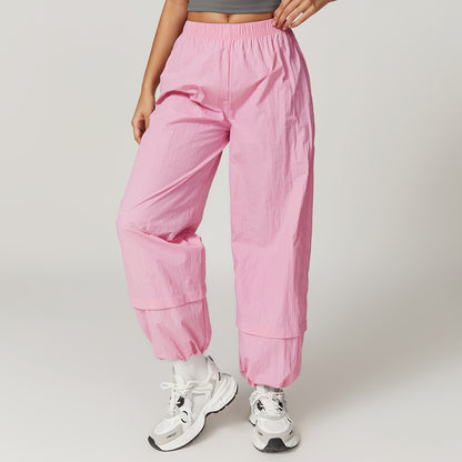 Sollinarry Summer Windproof Breathable Overalls Multi Pocket Loose Elastic Ankle Banded Pants Running Casual Sports Pants