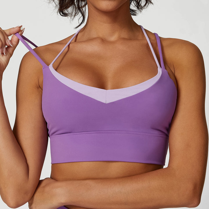 Summer Color Matching Cross Beauty Back Exercise Underwear High Waist Slimming Yoga Trousers Sweat Absorbent Breathable Workout Clothes