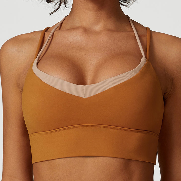 Summer Color Matching Cross Beauty Back Exercise Underwear High Waist Slimming Yoga Trousers Sweat Absorbent Breathable Workout Clothes