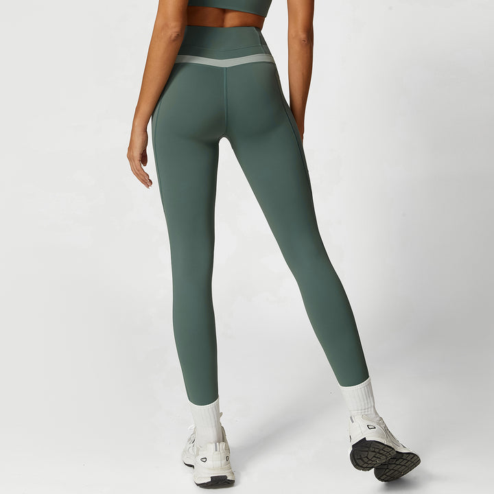 Summer Color Matching Cross Beauty Back Exercise Underwear High Waist Slimming Yoga Trousers Sweat Absorbent Breathable Workout Clothes