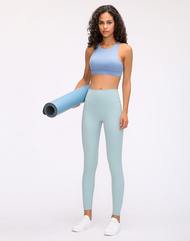 New Nude Feel Yoga Pants Women High Waist Hip Lift Running Tight Stretch Feet Exercise Workout Pants