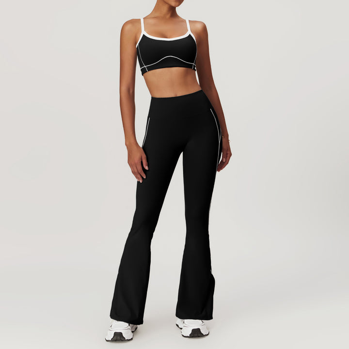 Sollinarry Summer Nude Feel Tight Back Yoga Clothes Suit Women Belly Contracting Hip Lifting Outdoor Running Sports Suit