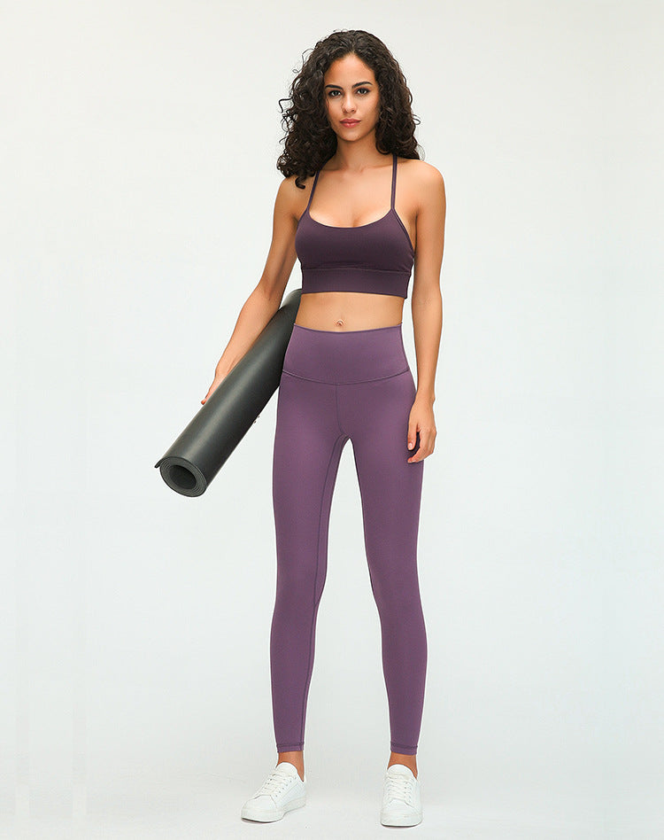 New Nude Feel Yoga Pants Women High Waist Hip Lift Running Tight Stretch Feet Exercise Workout Pants