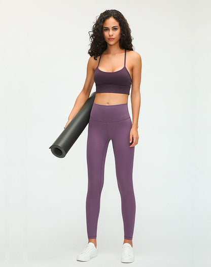 New Nude Feel Yoga Pants Women High Waist Hip Lift Running Tight Stretch Feet Exercise Workout Pants