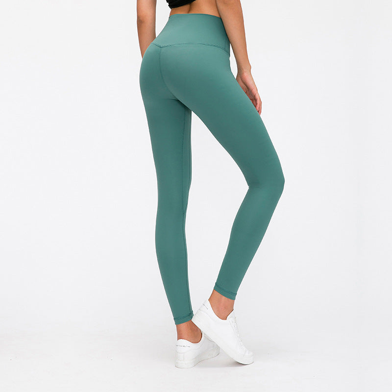 New Nude Feel Yoga Pants Women High Waist Hip Lift Running Tight Stretch Feet Exercise Workout Pants