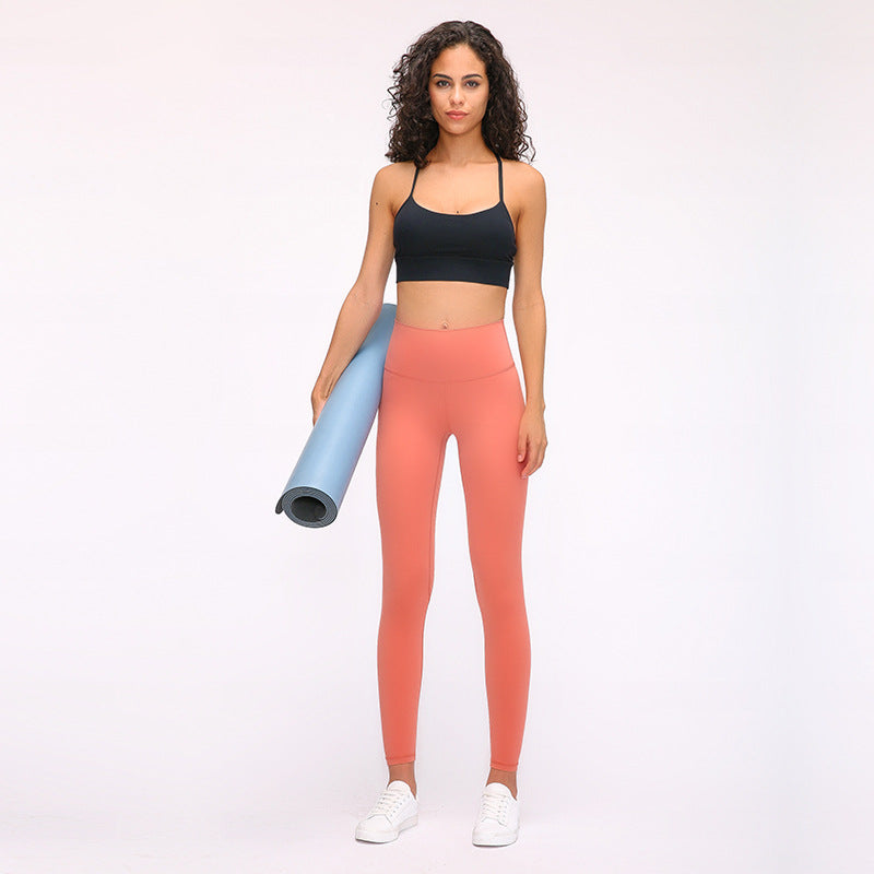 New Nude Feel Yoga Pants Women High Waist Hip Lift Running Tight Stretch Feet Exercise Workout Pants