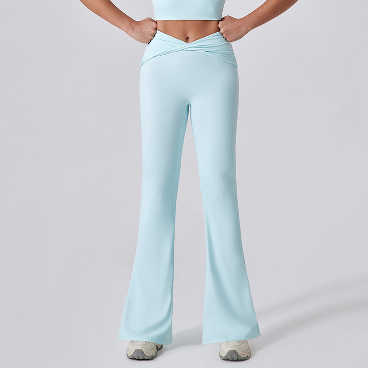 Wide Leg Tight Nude Feel Hip Lifting Yoga Bell Bottom Pants Dance High Waist Micro Pull Quick Drying Casual Sports Trousers Women