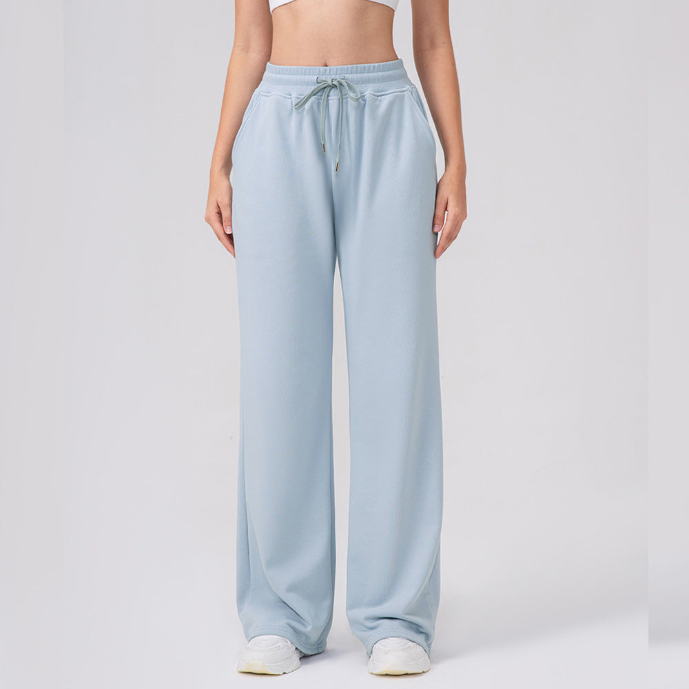 Autumn Winter Track Pants Women High Waist Drawstring Wide Leg Pants Loose Casual Yoga Workout Running Pants