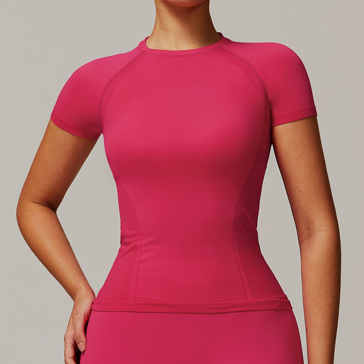 Sollinarry Thread Seamless Short Sleeved T shirt Yoga Clothes Casual Quick Drying Fitness Clothes Running Top