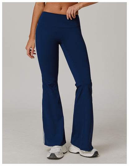 Sollinarry Nude Feel Sports Trousers Slightly Stretch Slimming Wide Leg Fitness Pants Quick Dry Casual Running Bell Bottom Pants