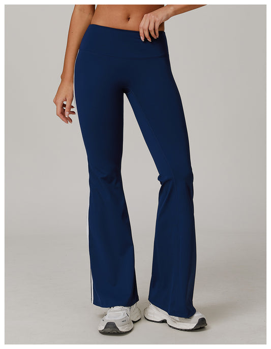 Sollinarry Nude Feel Sports Trousers Slightly Stretch Slimming Wide Leg Fitness Pants Quick Dry Casual Running Bell Bottom Pants