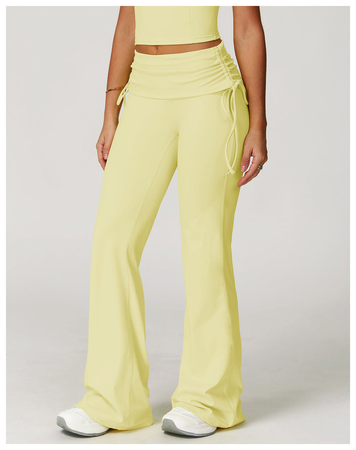 Sollinarry Folding High Waist Flared Pants Nude Feel Wide Leg Slimming Trousers Outdoor Running Fitness Sports Flared Pants