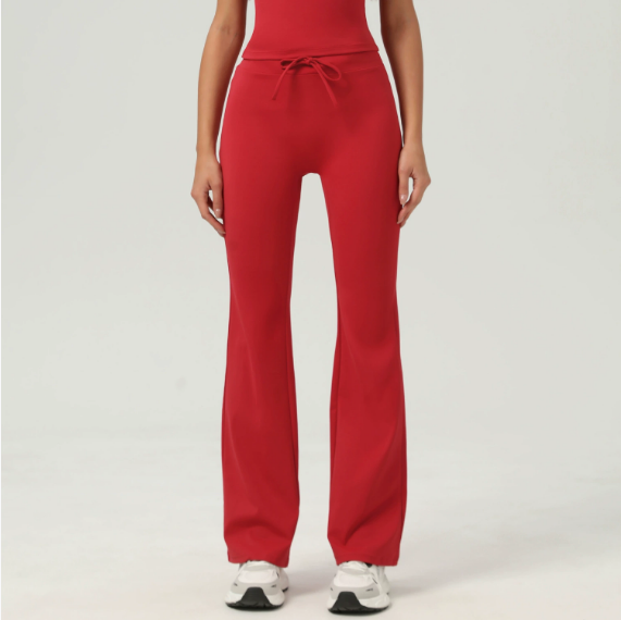 Peach Hip Raise Yoga Bell-Bottom Pants Fitness Sports Wide Legs Bootcut Trousers High Waist Drawstring Quick Drying Yoga Pants Women