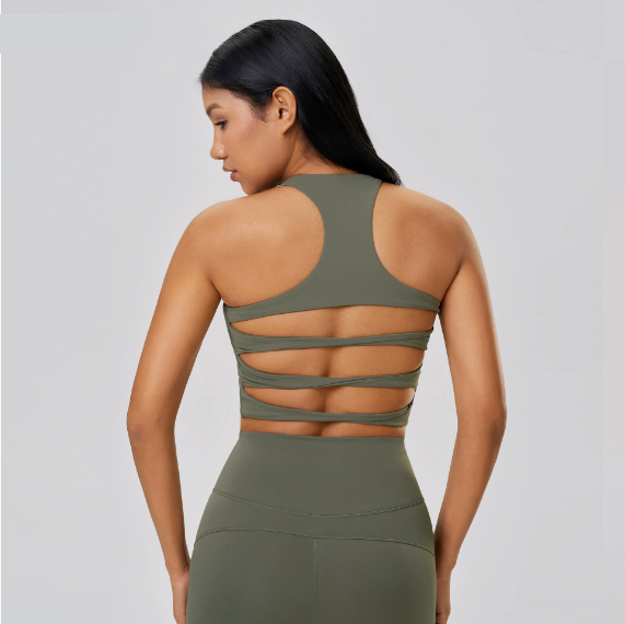 Sexy Cutout Beauty Back Exercise Underwear Women Semi Fixed Chest Pad Nude Feel Shaping Workout Yoga Vest
