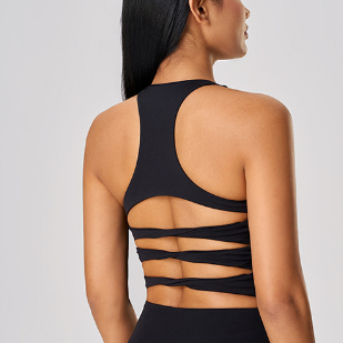 Sexy Cutout Beauty Back Exercise Underwear Women Semi Fixed Chest Pad Nude Feel Shaping Workout Yoga Vest