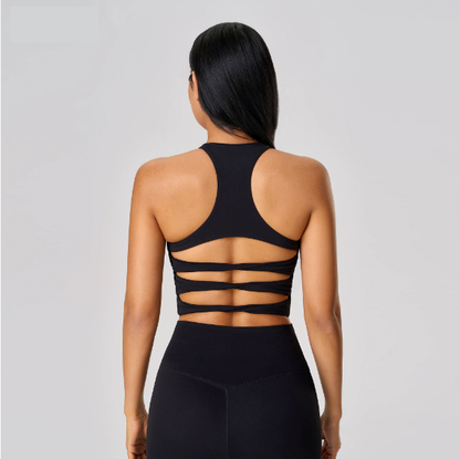 Sexy Cutout Beauty Back Exercise Underwear Women Semi Fixed Chest Pad Nude Feel Shaping Workout Yoga Vest
