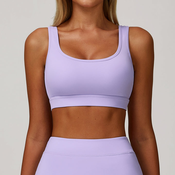 Sollinarry Nude Feel Yoga Bra Tight Back Running Shockproof Yoga Underwear Sports Workout Bra