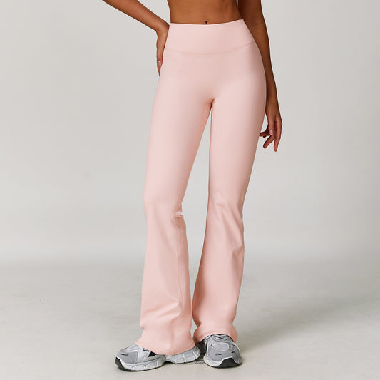 Sollinarry Brushed High Waist Yoga Trousers Tight Wide Leg Bell Bottoms Running Sports Fitness Bootcut Trousers