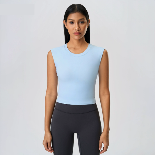Summer Sleeveless Yoga Clothes Vest Women with Chest Pad Speed High Sense Hollow Out Cutout out Beauty Back Fitness Sports Vest