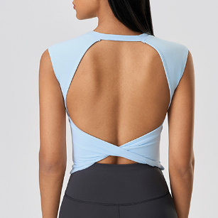 Summer Sleeveless Yoga Clothes Vest Women with Chest Pad Speed High Sense Hollow Out Cutout out Beauty Back Fitness Sports Vest