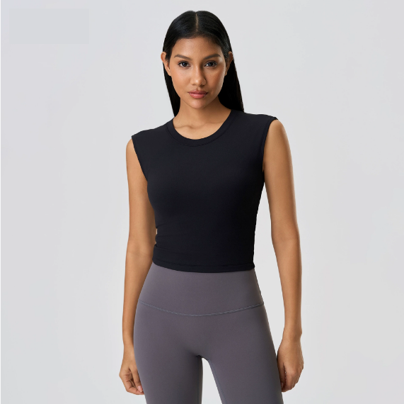 Summer Sleeveless Yoga Clothes Vest Women with Chest Pad Speed High Sense Hollow Out Cutout out Beauty Back Fitness Sports Vest