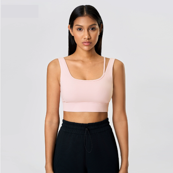 Shockproof Push up Hollow Out Cutout out Beauty Back Yoga Bra Nude Feel Skin Friendly Semi Fixed Cup Sports Underwear Women