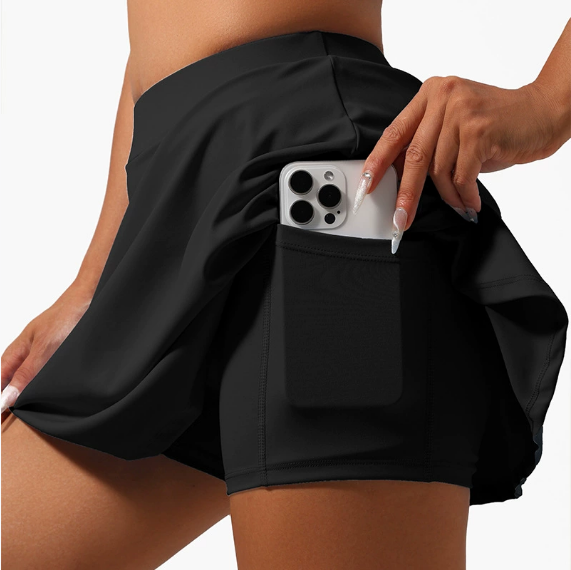 Sports Tennis Skirt Women Anti-Exposure Short Faux Two Piece Quick Drying Breathable Exercise Skirt