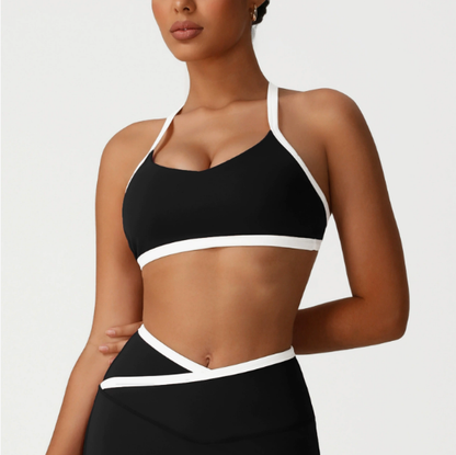 Color Contrast Patchwork Thin Strappy Bra Beauty Back Yoga Clothes Quick-Drying Sports Underwear Running Workout Vest Women