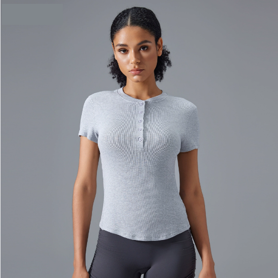 Yoga Clothes Short Sleeve Women Elastic Comfortable Skin Friendly Fitness T shirt Slim Slimming Sports Top