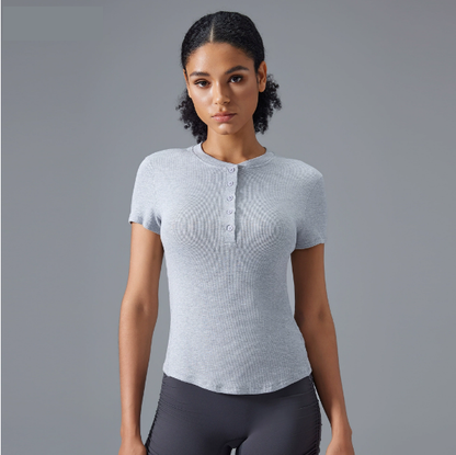 Yoga Clothes Short Sleeve Women Elastic Comfortable Skin Friendly Fitness T shirt Slim Slimming Sports Top