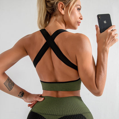 Yoga Vest Sports Bra Seamless Underwear Shockproof Beauty Back Quick-Drying Bra Running Exercise Underwear