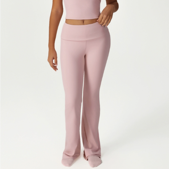 Folding High Waist Hip Lift Yoga Pants Casual Slim Fit Wide Leg Bell Bottoms Sports Fitness Outdoor All Matching Trousers